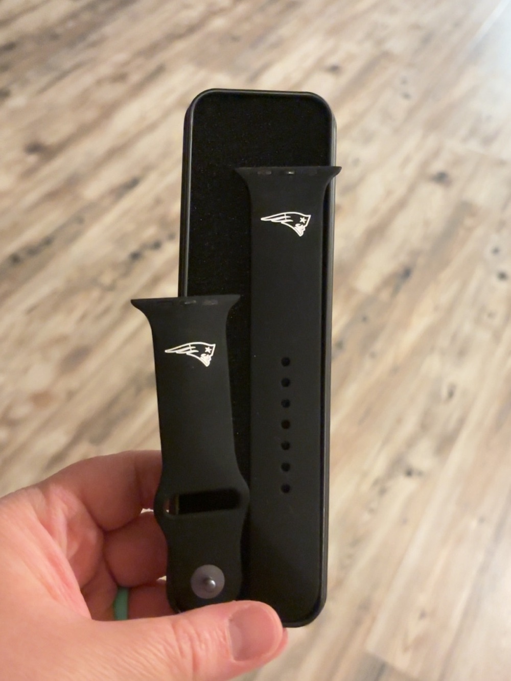 New England Patriots Black Silicone Smartwatch Band